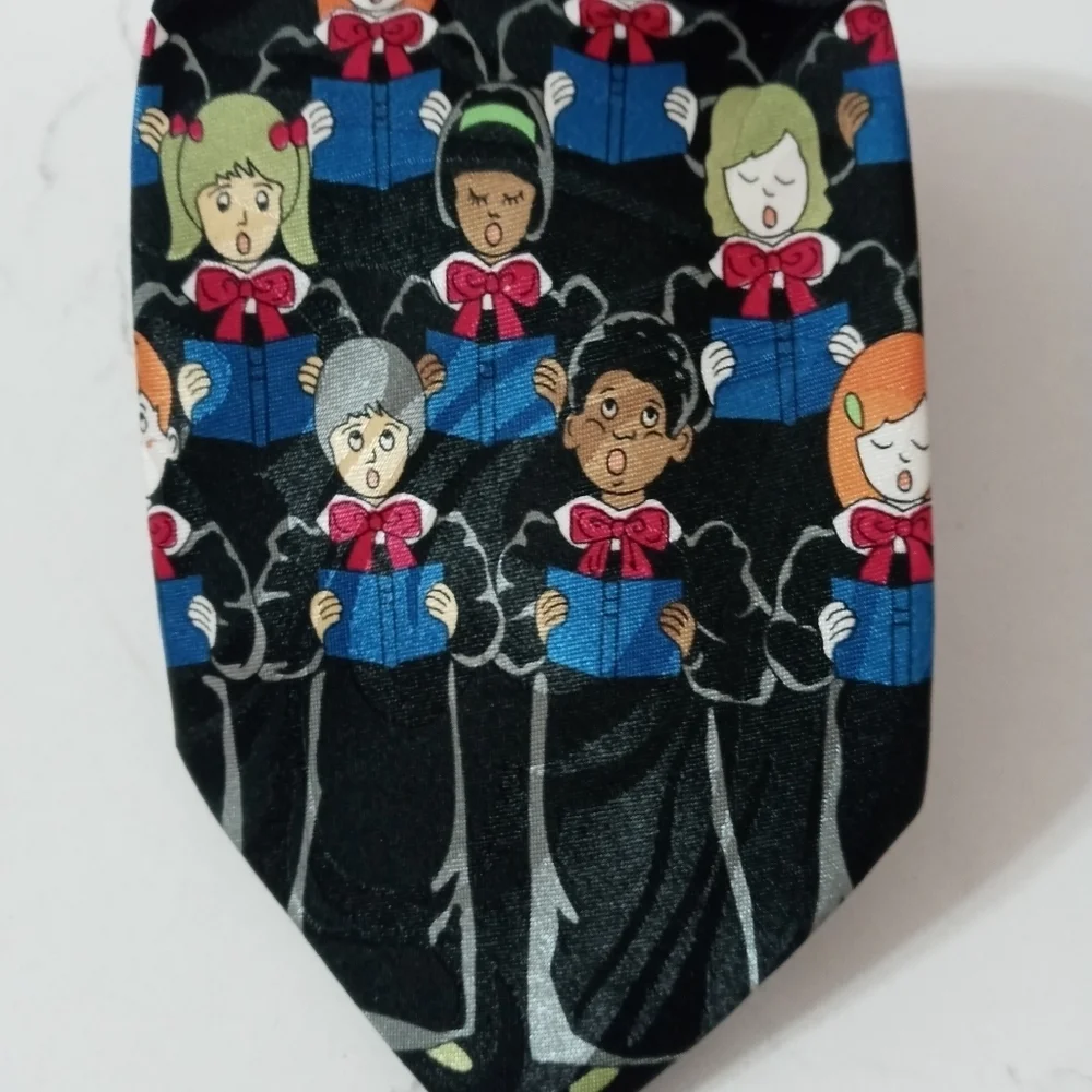Steven Harris Handcrafted 100% Polyester Christmas Carolers Men's Satin Tie